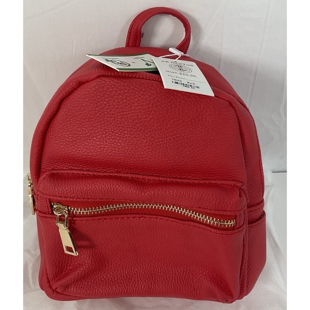 NWT AR New York Vegan Leather Mini Fashion Backpack Bag Purse - Red
